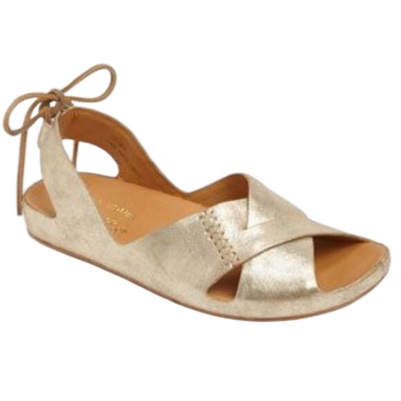 Kork Ease Rebecca Sandals Gold Leather‎ BOHO Flats Gladiator Metallic Euro  6 - Picture 1 of 16